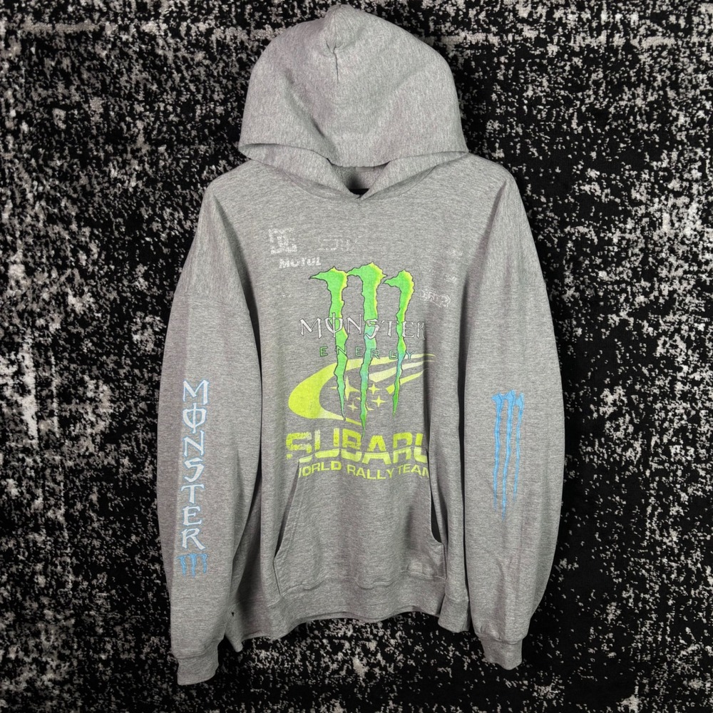 Y2k Monster Energy Dc Grey Hoodie With Blue Sleeve Hits Size L